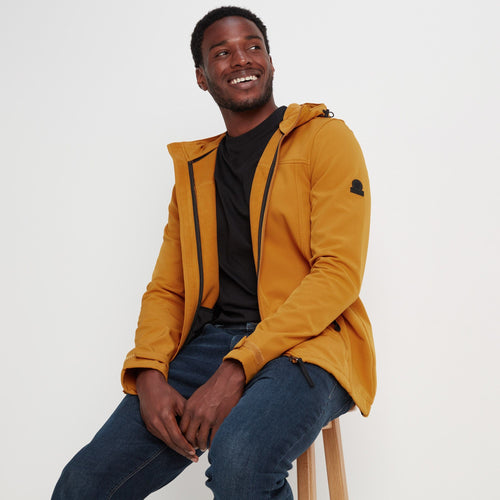 Feizor Mens Showerproof Softshell Hooded Jacket Mustard TOG24