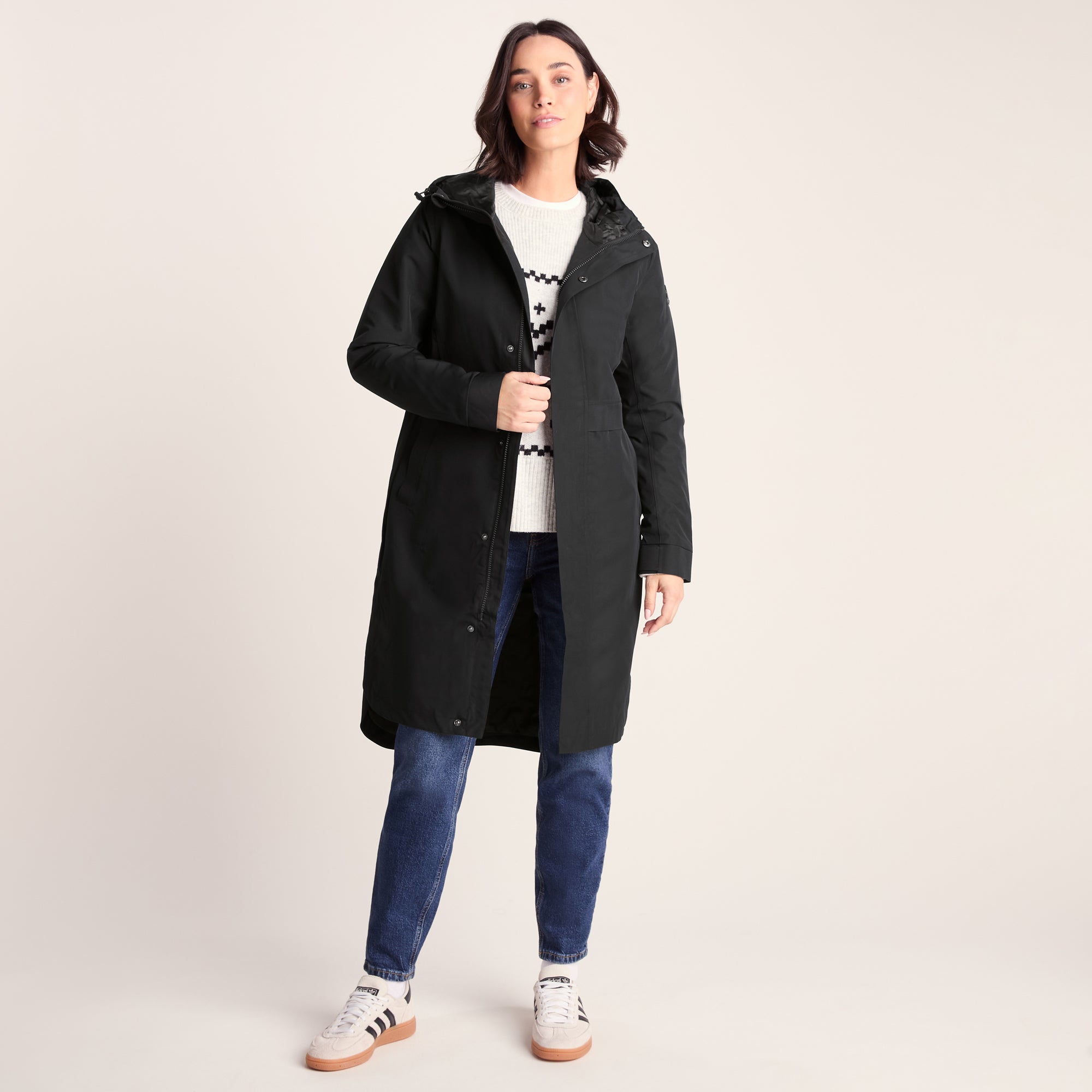 Saunter Womens Long Waterproof Jacket - Black – TOG24