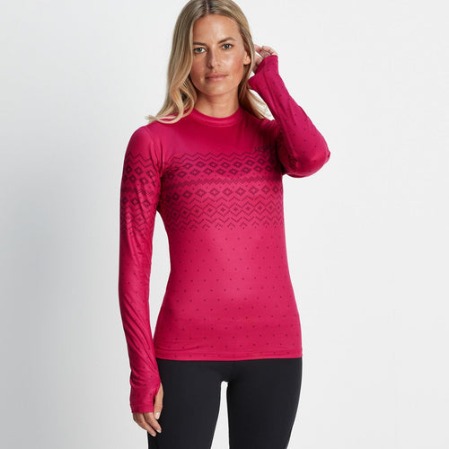 Snowdon Womens Thermal Base Layer Top Cerise Fairisle TOG24