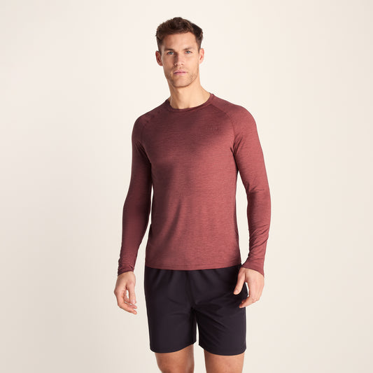 Ace Mens Long Sleeve Performance T-Shirt - Garnet Red