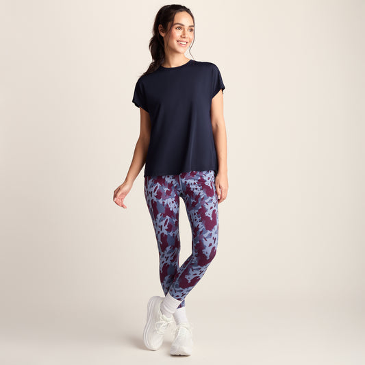 Skyla Womens Short Sleeve Performance Top - Oxford Blue