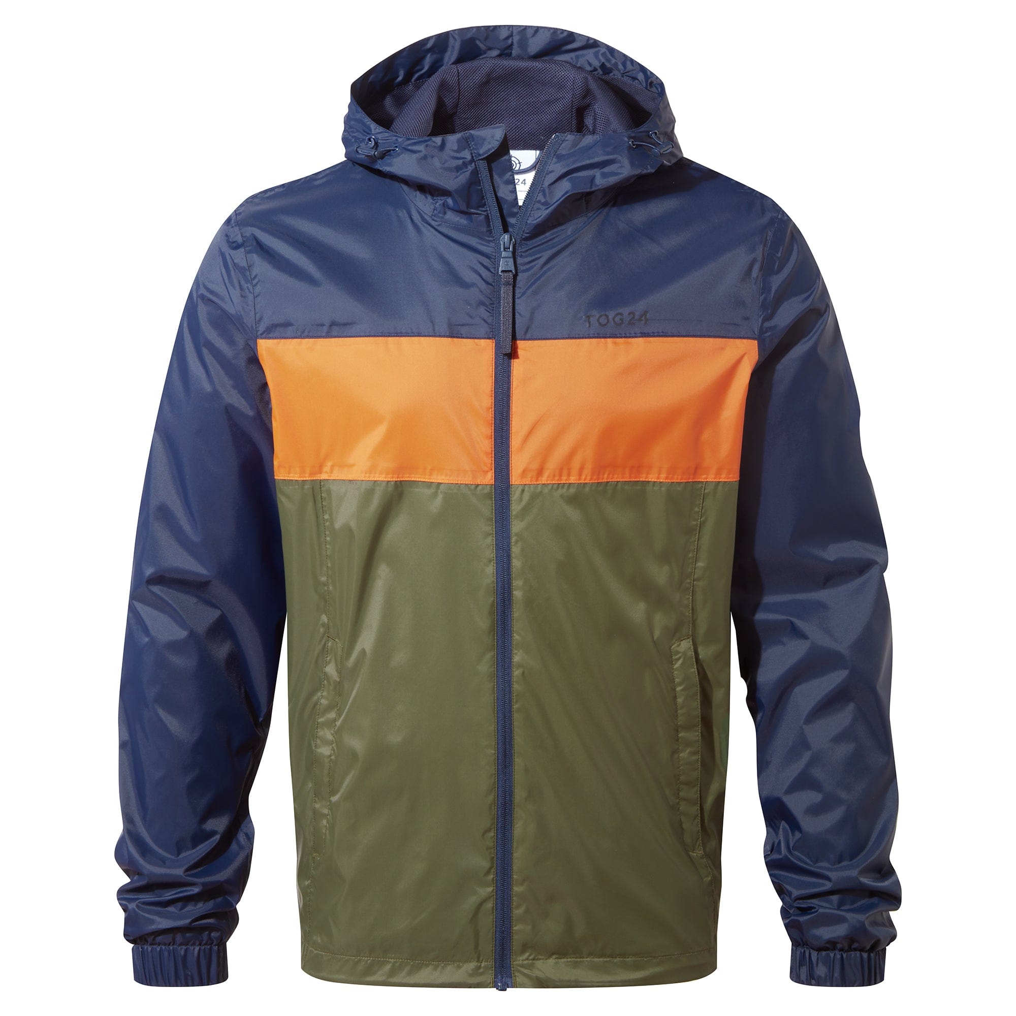 Craven Waterproof Packaway Jacket Khaki Navy Dark Block