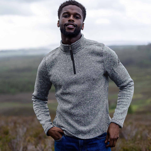 Pearson Knitlook Quarter Zip Fleece Dark Grey Marl